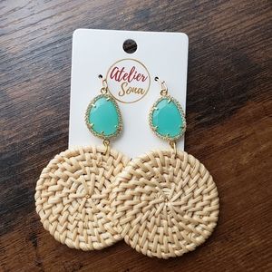 Rattan Pave Stone Earrings